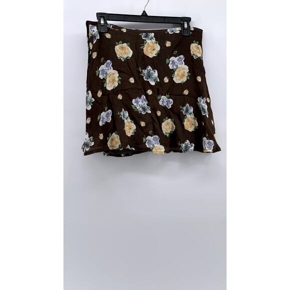 BP. Women's Brown Floral A-Line Mini Skirt SZ M - Picture 2 of 10